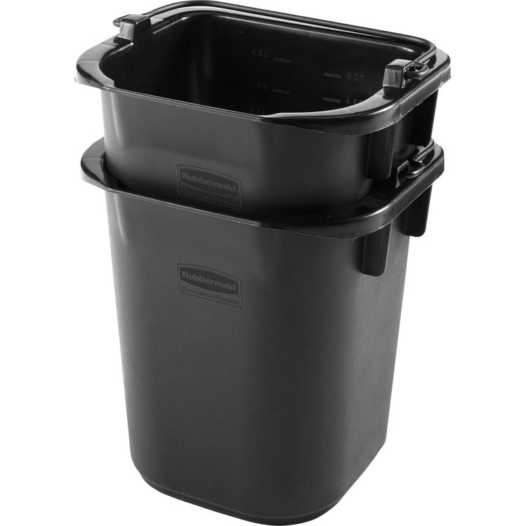 Rubbermaid Commercial Executive 5-quart Heavy-duty Pail, 5 quart, Heavy Duty, Durable, Molded Handle, Plastic, Polypropylene, Black, 4/Carton (RCP1857378CT) Case of 4