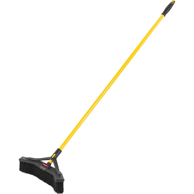 Rubbermaid Commercial Maximizer Push/Center 18" Broom, Polypropylene Bristle, 58.1" Overall Length, Steel Handle, 6/Carton (RCP2018727CT) Case of 6