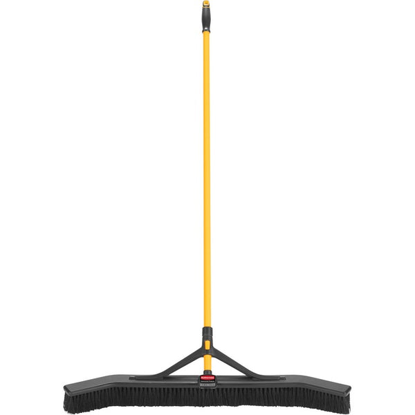 Rubbermaid Commercial Maximizer Push/Center 36" Broom, Polypropylene Bristle, 58.1" Overall Length, Steel Handle, 6/Carton (RCP2018728CT)