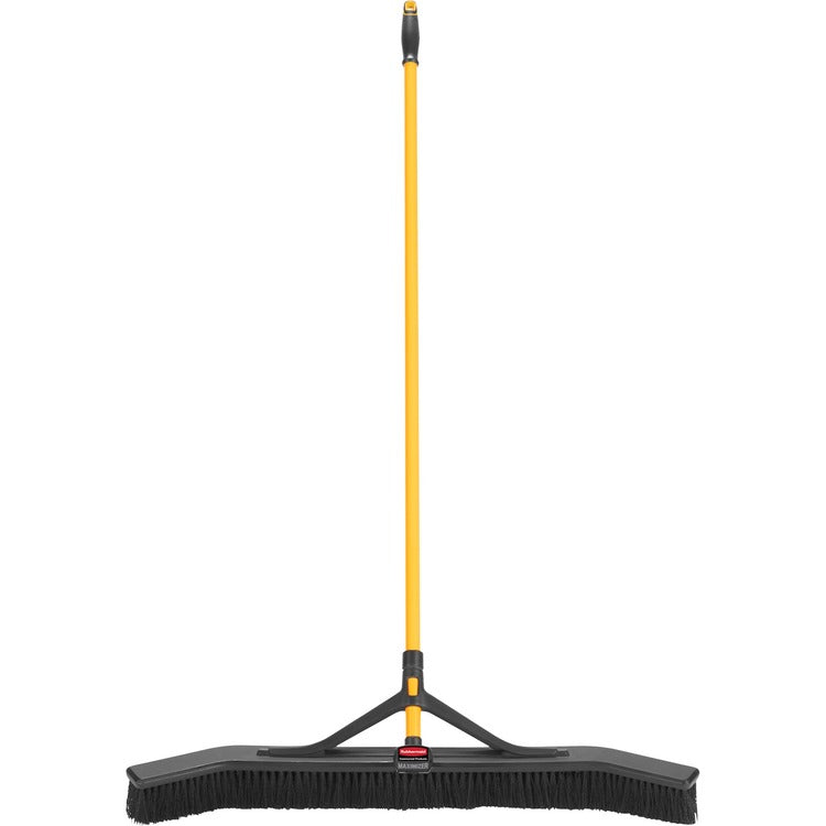 Rubbermaid Commercial Maximizer Push/Center 36" Broom, Polypropylene Bristle, 58.1" Overall Length, Steel Handle, 6/Carton (RCP2018728CT) Case of 6