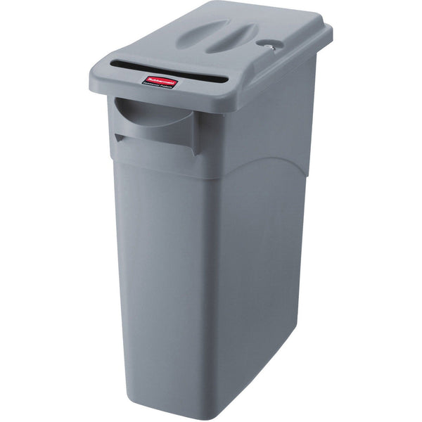 Rubbermaid Commercial Slim Jim Confidential Secure Container, 23 gal, Lid Lock Closure, Gray, For Document, 4/Carton (RCP9W15LGYCT) Case of 4