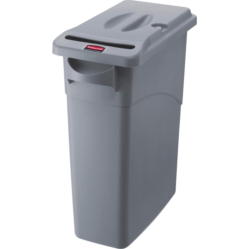 Rubbermaid Commercial Slim Jim Confidential Document Receptacle w/Lid, Rectangle, 15.875gal, Lt Gray (RCP9W25LGYCT) Case of 4