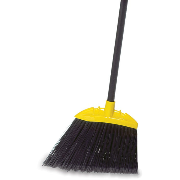 Rubbermaid Commercial Jumbo Smooth Sweep Angle Broom, Polypropylene Bristle, 0.66" Handle Diameter, 10.5" Overall Length, Black Metal Handle, 6/Carton (RCPFG638906BCT)