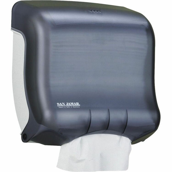 San Jamar UltraFold Towel Dispenser, C Fold, Multifold Dispenser, 240 x Sheet C Fold, 400 x Sheet Multifold, 11.5", x 11.5" x 6" Depth, Pearl Black (SJMT1750TBKCT) Case of 6