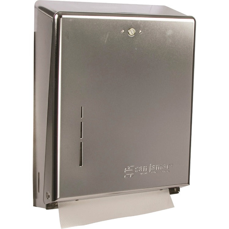 San Jamar Multifold Paper Towel Dispenser, C Fold, Multifold Dispenser, 500 x Towel Multifold, 300 x Towel C Fold, 14.8", x 11.4" x 4" Depth, Stainless Steel, Chrome (SJMT1900XCCT) Case of 5