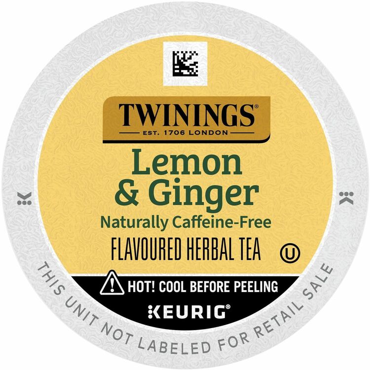 Twinings of London Tea K-Cups, Lemon Ginger, 0.11 oz K-Cups, 24/Box (TWG11019) Box of 24