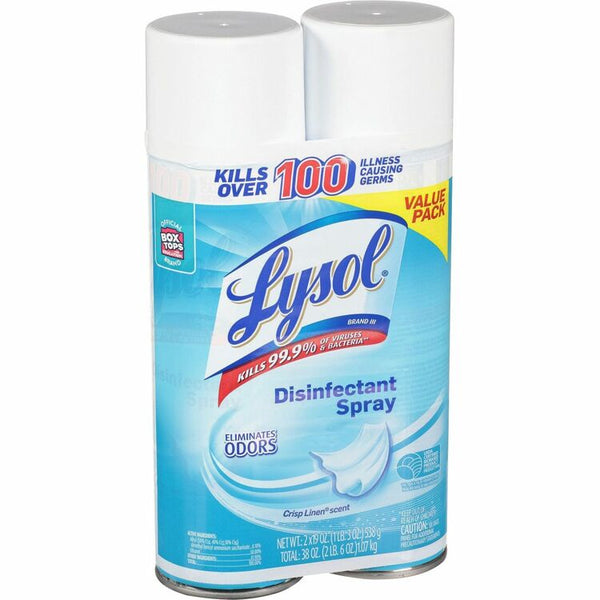 Lysol Linen Disinfectant Spray, Ready-To-Use Spray, Crisp Linen Scent, 2/Pack, Clear (RAC99608)