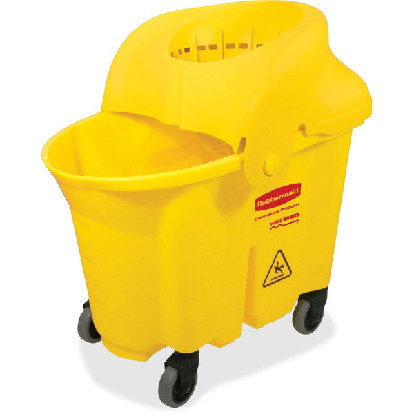 Rubbermaid Commercial WaveBrake Institutional Bucket/Strainer Combo, 8.75gal, Yellow