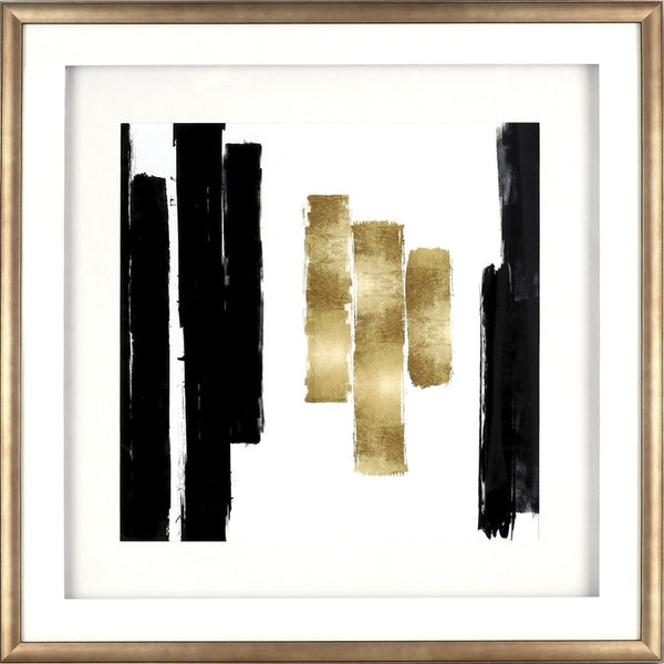 Lorell Blocks Design Framed Abstract Artwork, 29.50" x 29.50" Frame Size, 1 Each, Black, Gold (LLR04476)