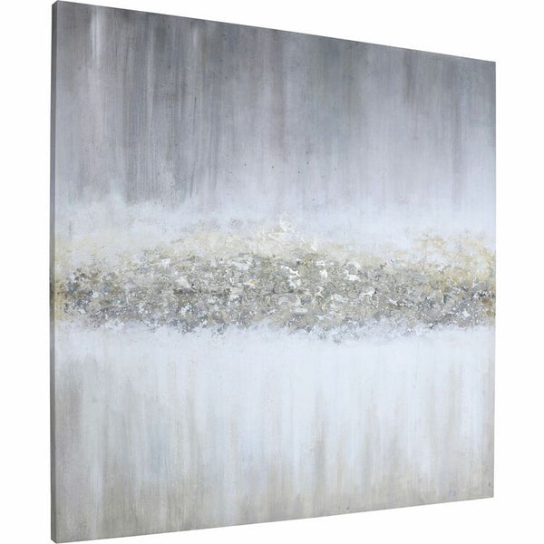 Lorell Raining Sky Design Frameless Abstract Art, 40" x 40", x 2" Length, 1 Each, Gray, Acrylic (LLR04480)