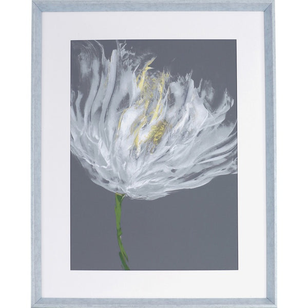 Lorell White Flower Design Framed Abstract Art, 27.50" x 35.50" Frame Size, 1 Each, Gray, White (LLR04478)