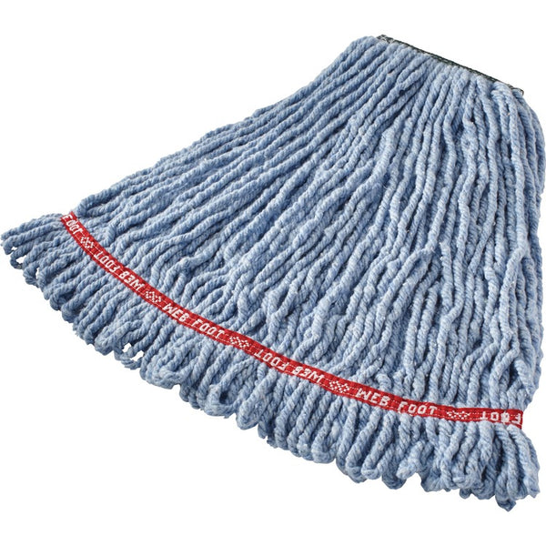 Rubbermaid Commercial 1" Headband Web Foot Wet Mop, Cotton, Yarn, Synthetic, PVC, Blue (RCPA21206BE) Case of 6