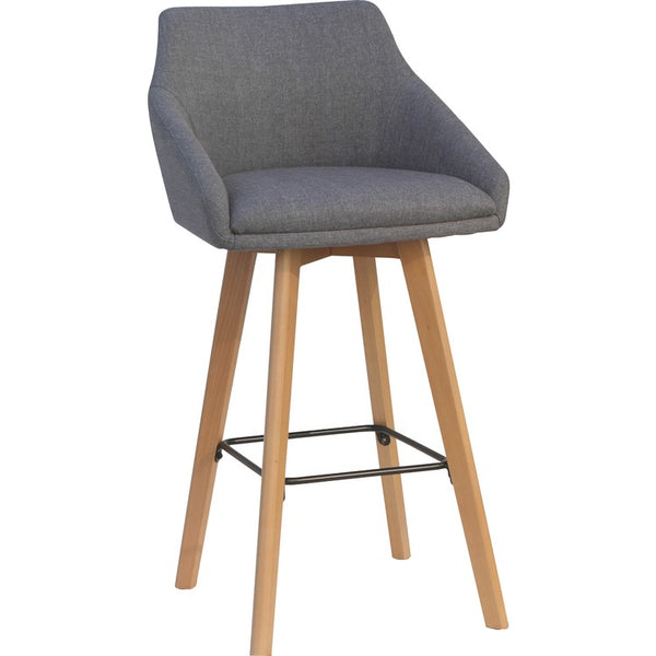 Lorell Gray Flannel Mid-Century Modern Guest Stool, Four-legged Base, Gray, 22" x 22.3" Depth x 42.5" Height, 2 / Carton (LLR68561)