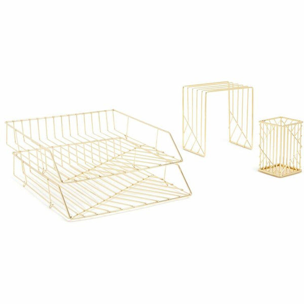 U Brands Desktop Kit, 10-2/5"Wx12-2/5"Lx5-1/2"H, Gold (UBR3940U0001) Each