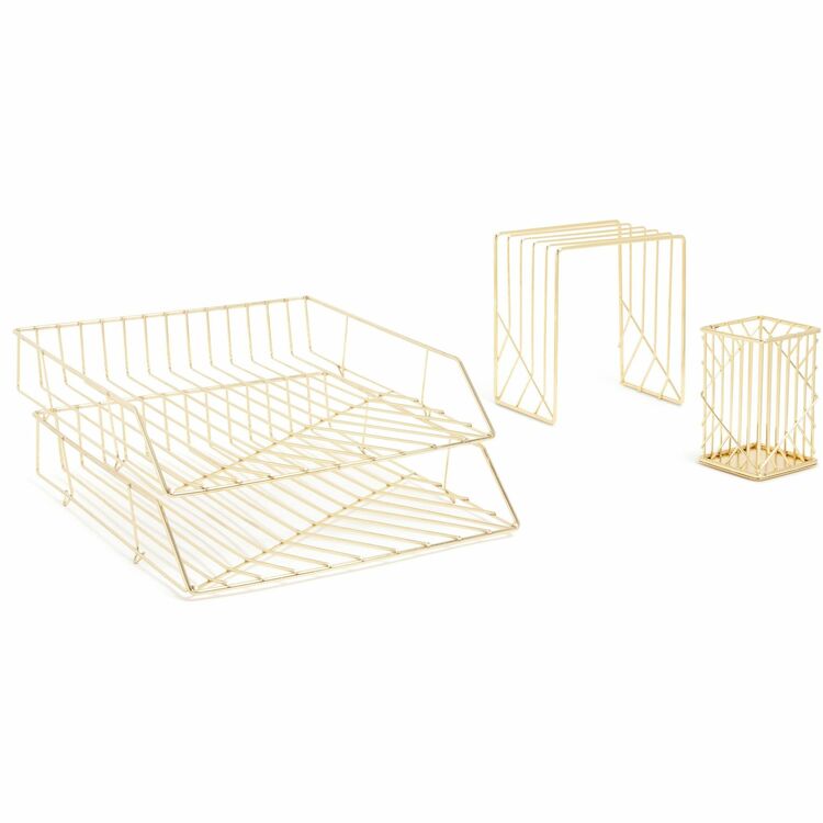 U Brands Desktop Kit, 10-2/5"Wx12-2/5"Lx5-1/2"H, Gold (UBR3940U0001) Each