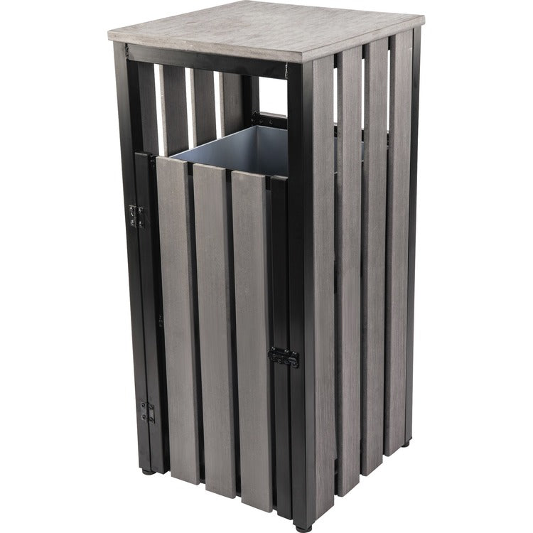 Lorell Outdoor Waste Bin, Rectangular, Weather Resistant, 33.6", x 15.8" x 15.8" Depth, Polystyrene, Charcoal (LLR42693)