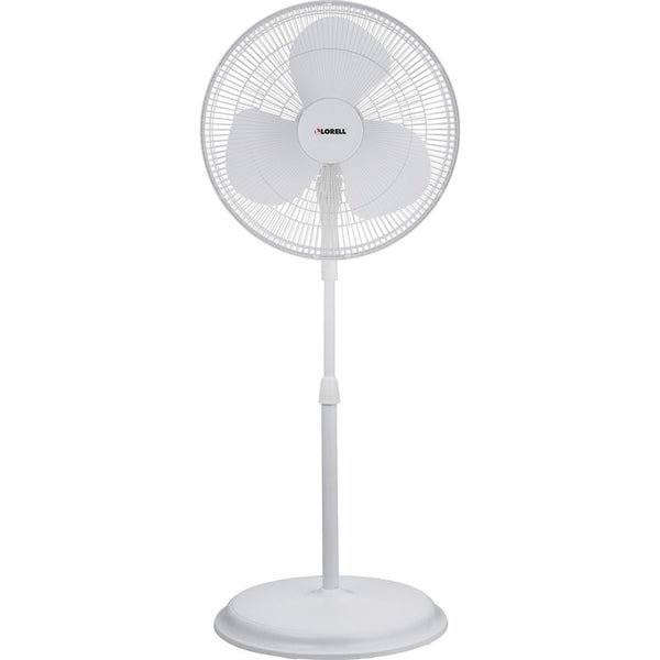 Lorell Pedestal Fan, 16" Diameter, 3 Speed, Oscillating, Tilt Adjustment, 47.3", x 17.8" x 17.8" Depth, Plastic, White (LLR00074)