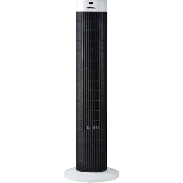 Lorell Tower Fan, 30" Diameter, 3 Speed, Sleep Mode, Breeze Mode, Oscillating, Timer, 30.2", x 9.5" x 9.5" Depth, Plastic, Black, Silver (LLR00075)