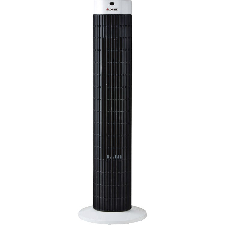 Lorell Tower Fan, 30" Diameter, 3 Speed, Sleep Mode, Breeze Mode, Oscillating, Timer, 30.2", x 9.5" x 9.5" Depth, Plastic, Black, Silver (LLR00075)