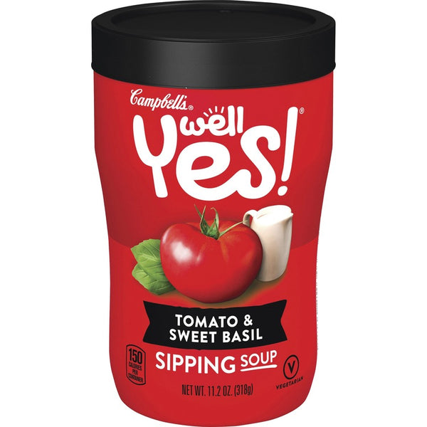 Campbell's Tomato & Sweet Basil Sipping Soup, No Artificial Color, No Artificial Flavor, Tomato & Sweet Basil, Can, 1 Serving Can, 11.10 oz, 8/Carton (CAM25034) Case of 8