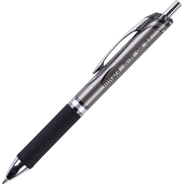 Integra Pen, Gel, Retractable, 0.7Mm, Black Ink/Grip/Accents (ITA36199)