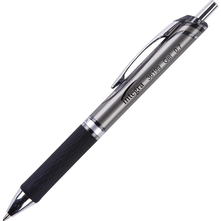Integra Pen, Gel, Retractable, 0.7Mm, Black Ink/Grip/Accents (ITA36199) Dozen