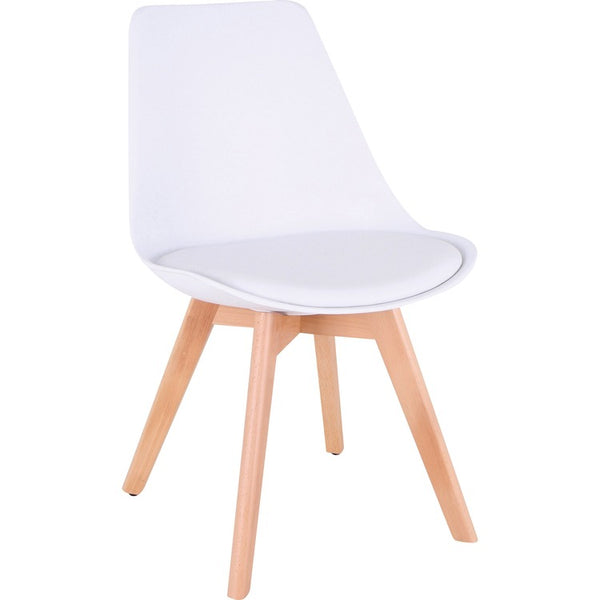 Lorell Curved Plastic Shell Guest Chair, Fabric Seat, Four-legged Base, White, Plastic, 22" x 18.9" Depth x 29.1" Height, 1 Each (LLR42956)