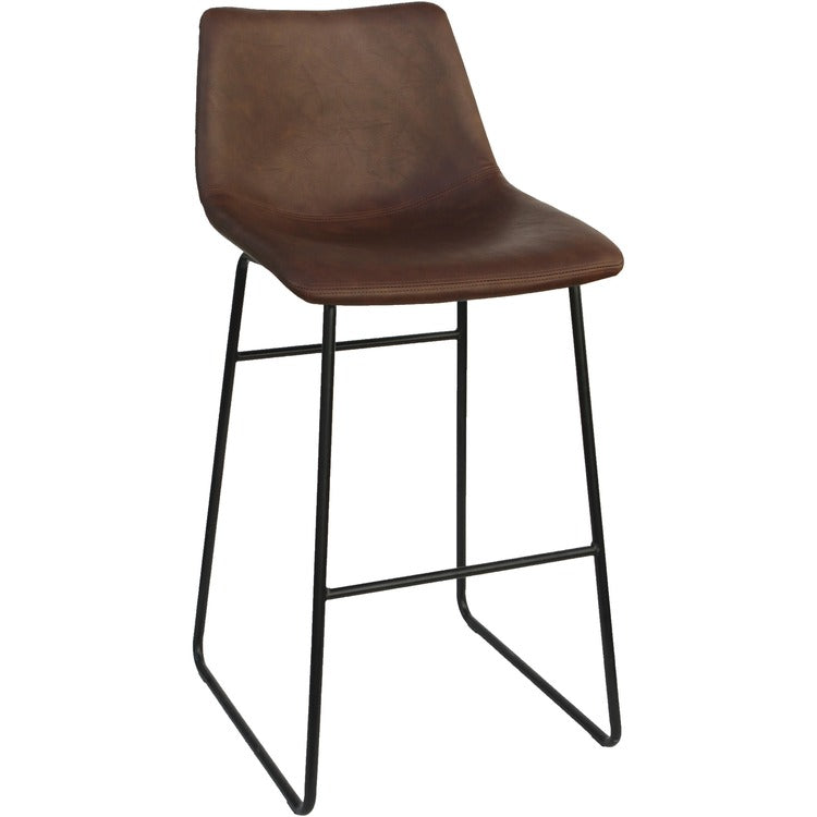 Lorell Mid-century Modern Sled Guest Stool, Tan Bonded Leather Seat, Sled Base, Tan, Bonded Leather, 18.75" Seat Width, 18.9" x 22.3" Depth x 39.8" Height, 2 / Carton (LLR42958)