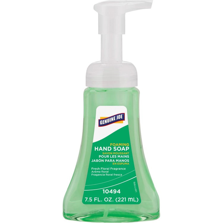 Genuine Joe Fresh Floral Foaming Hand Soap, Fresh Floral Scent, 7.5 fl oz (221.8 mL), Hand, Green (GJO10494)