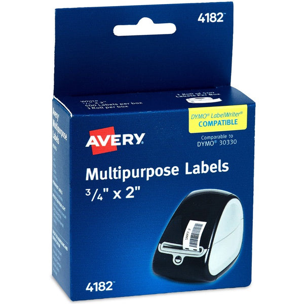 Avery&reg; Address Labels, Adhesive, 3/4"X2" , 500/Bx, White (AVE04182)