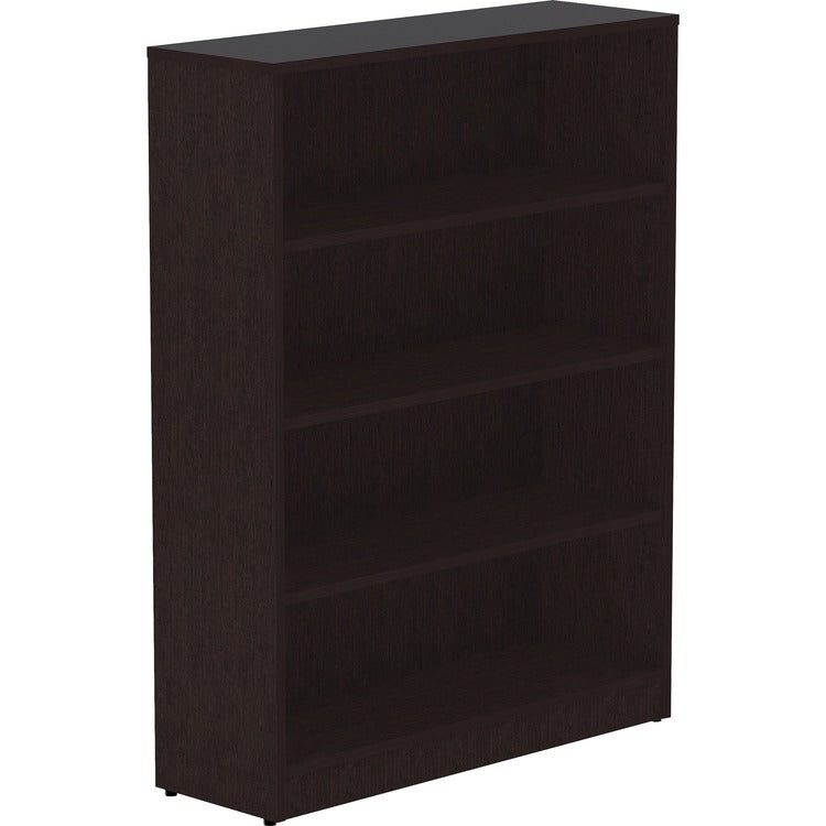 Lorell Essentials Espresso Laminate Bookcase, 0.8" Shelf, 36" x 12" x 48", 4 Shelve(s), Espresso (LLR18227)