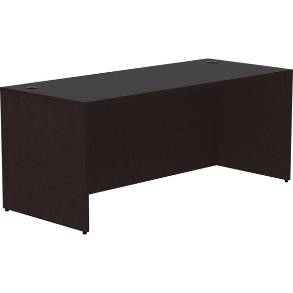 Lorell Espresso Laminate Desk, 72" x 30" x 29.5"Desk Shell, 1", Material: Polyvinyl Chloride (PVC) Edge, Finish: Espresso (LLR18211)