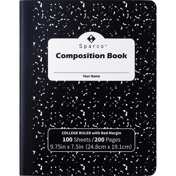 Sparco Composition Notebook, 7-3/10"Wx9-9/10"Lx2-1/10"H, 12/Pk, We (SPR00333)