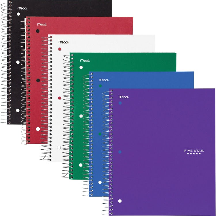 Mead Five Star Subject Spiral Notebook, 3 Subject, 11" x 8 1/2", Assorted Cover (MEA73930)