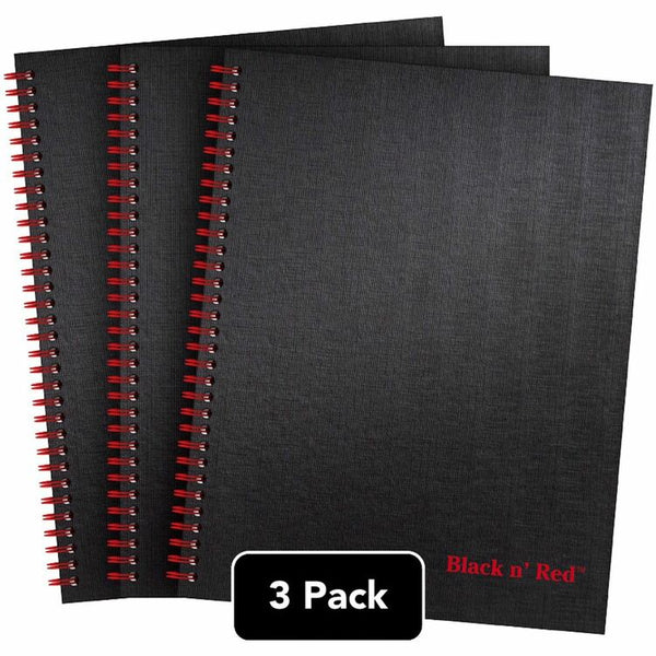 Black n' Red Notebook, Double-Wire, 8-1/2"Wx1-7/10"Lx12"H, 3/Pk, Bk/R (JDK400123488) Pack of 3