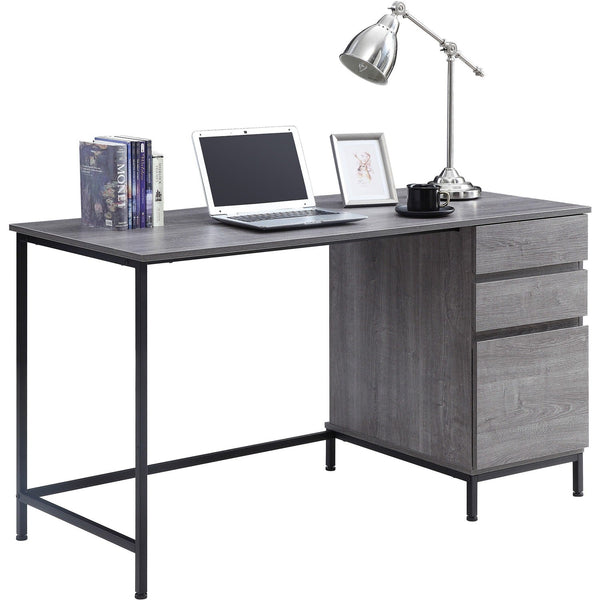 Lorell SOHO 3-Drawer Desk, 55" x 23.6" x 30", 3 x File Drawer(s), Charcoal, Powder Coated Leg (LLR97616)