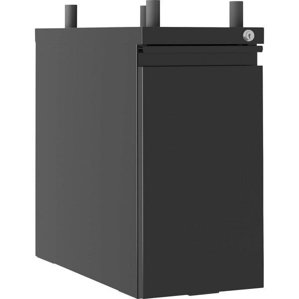 Lorell Slim Hanging Pedestal, 10" x 20" x 19.2", Black, Powder Coated, Metal, Recycled (LLR00045)