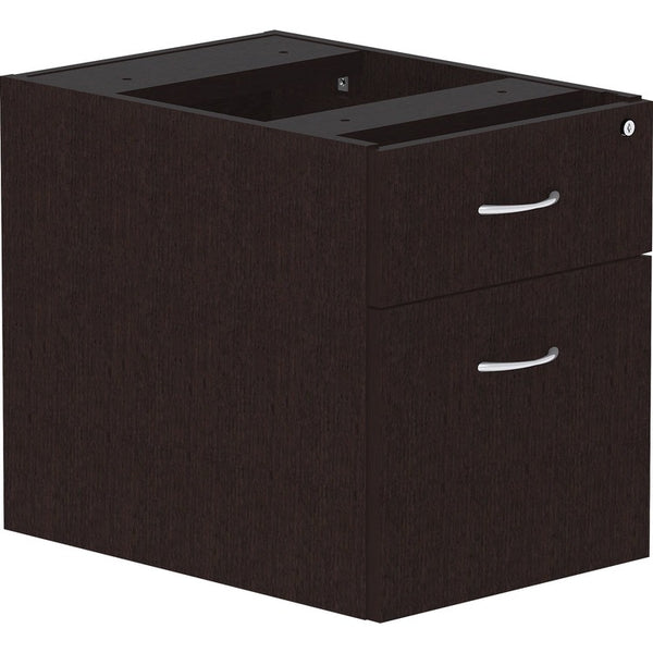 Lorell Essentials Espresso Hanging Pedestal, 2-Drawer, 16" x 22" x 21" Pedestal, 2, Material: Polyvinyl Chloride (PVC) Edge, Finish: Espresso (LLR18222)