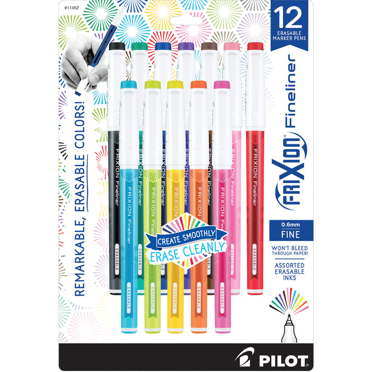 FriXion Marker Pens, Fineliner, Erasable, 0.6Mm Tip, 12/St, Ast (PIL11452) 1 Set
