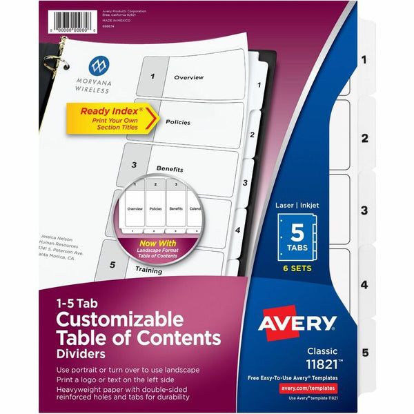 Avery&reg; Classification Folder 5-tab TOC Dividers (AVE11821)