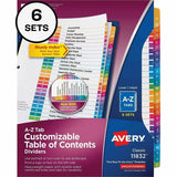 Avery Customizable Table of Contents Ready Index Multicolor Dividers, 26-Tab, A to Z, 11 x 8.5, White, 6 Sets (AVE11832) Pack of 6