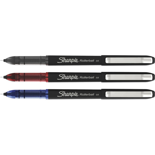 Sharpie Roller Ball Stick Pen, Fine 0.5 mm, Assorted Ink, Black Barrel, 4/Pack (SAN2093224) Each