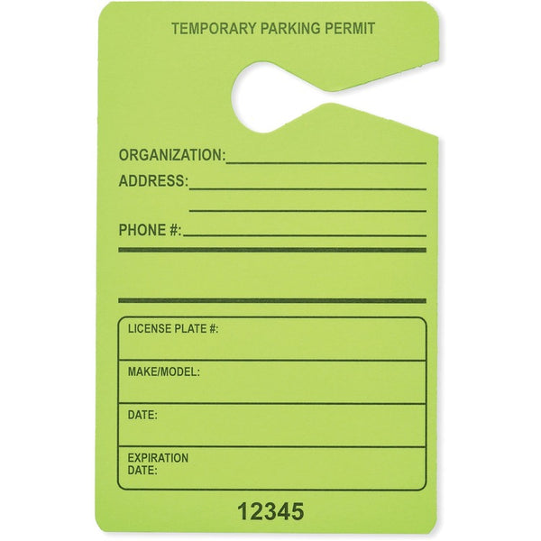 Tatco Parking Permit, Temporary, 3-1/2"Wx5-1/2"H, 50/Pk, Flgn (TCO21600) Pack of 50
