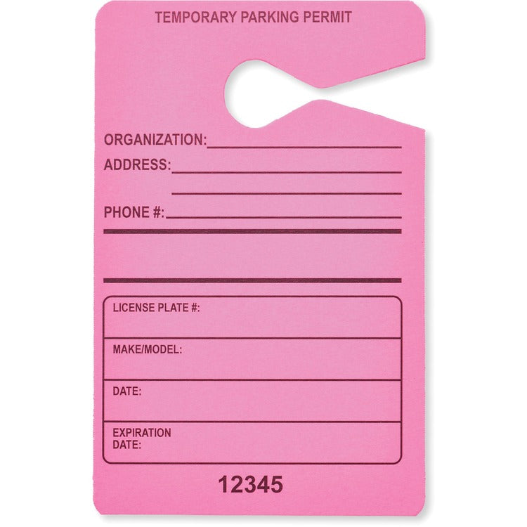 Tatco Parking Permit, Temporary, 3-1/2"Wx5-1/2"H, 50/Pk, Flpk (TCO21400) Pack of 50