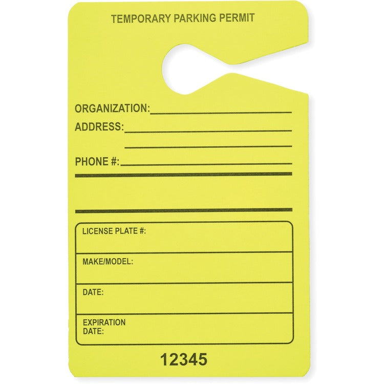 Tatco Parking Permit, Temporary, 3-1/2"Wx5-1/2"H, 50/Pk, Flyw (TCO21700) Pack of 50