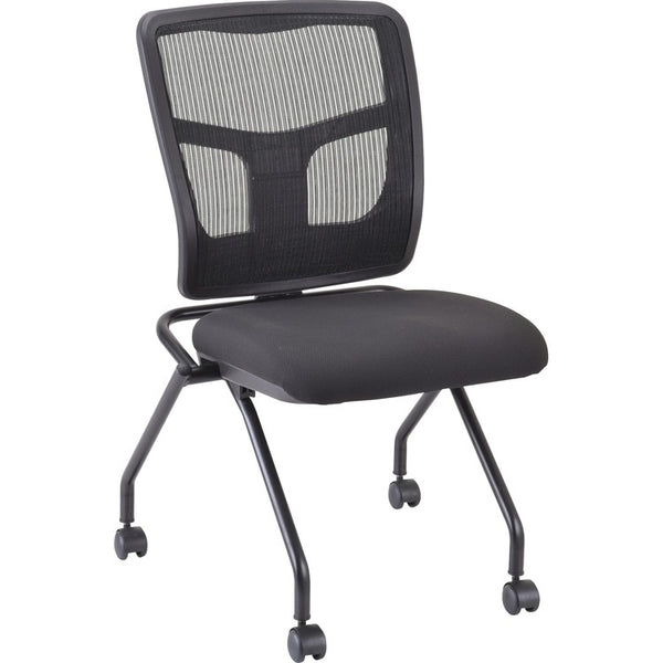 Lorell Chair, Black Fabric Seat, Mesh Back, Metal Frame, Rectangular Base, Black, 18.50" Seat Width, 24.7" x 24" Depth x 37" Height, 2 / Carton (LLR84385)
