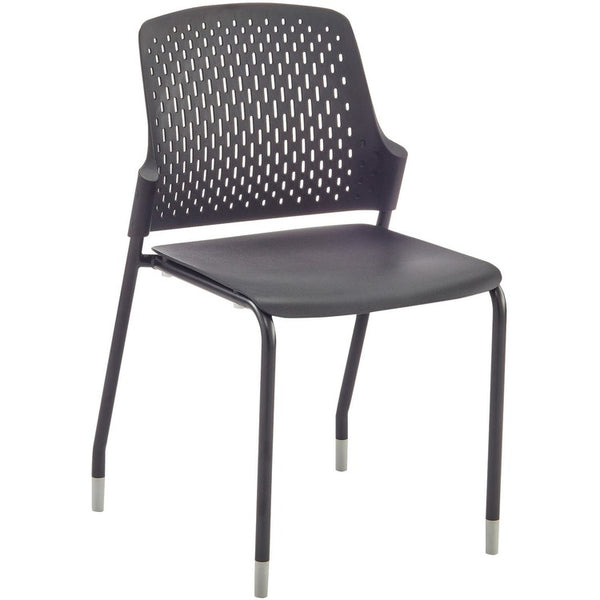 Safco Next Stack Chair, Black Polypropylene Seat, Black Polypropylene Back, Tubular Steel Frame, Four-legged Base, 4/Carton (SAF4287BL)