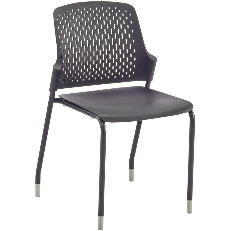 Safco Next Stack Chair, Black Polypropylene Seat, Black Polypropylene Back, Tubular Steel Frame, Four-legged Base, 4/Carton (SAF4287BL) Case of 4
