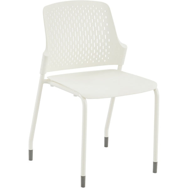 Safco Next Stack Chair, White Polypropylene Seat, White Polypropylene Back, Tubular Steel Frame, Four-legged Base, 4/Carton (SAF4287WH)