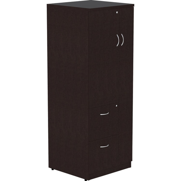 Lorell Essentials Laminate Tall Storage Cabinet, 2-Drawer, 23.6" x 23.6" x 65.6", Espresso (LLR18229)